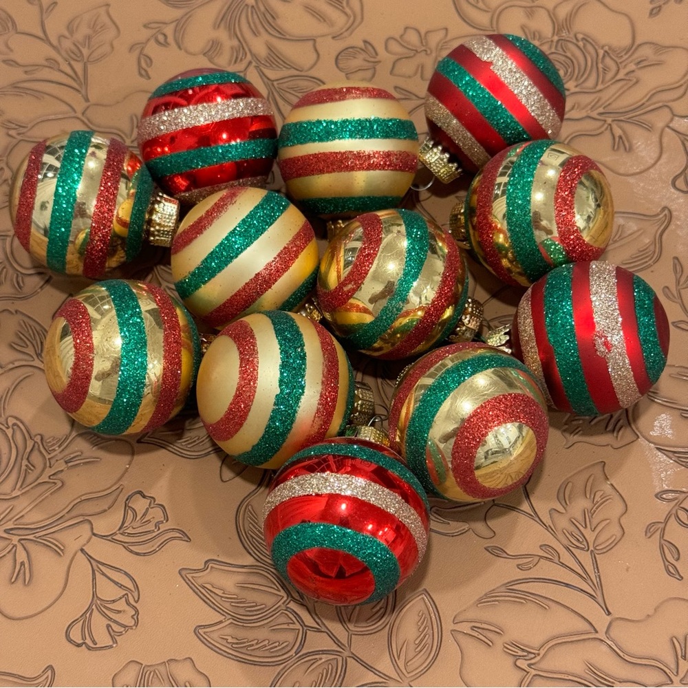 12 Vintage Christmas Tree Ornaments